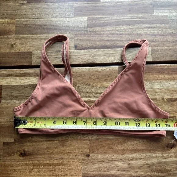 L.A. Hearts Pac Sun Swim Bikini Top Sz Large Dark Copper Pool Beach Neutrals NWT - Picture 2 of 7
